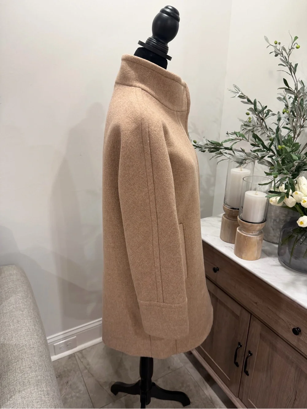 J. Crew Wool Stadium Cloth by Nello Gori Cocoon Coat Tan B2770 Size 6 - Picture 4 of 16